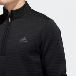 Adidas DWR 1/4 Zip Golf Sweater 12 Adidas DWR 1/4 Zip Golf Sweater -Golf Shirts Sales Adidas AW22 DWR Quarter Zip Left Chest HM8280 SWADI322 Black Model 3
