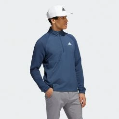 Adidas Statement 1/4 Zip Golf Sweater 14 Adidas Statement 1/4 Zip Golf Sweater -Golf Shirts Sales Adidas AW22 Fleece Quarter Zip Pullover HT1322 SWADI313 Crew Navy Model 1
