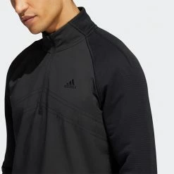 Adidas Statement 1/4 Zip Golf Sweater 12 Adidas Statement 1/4 Zip Golf Sweater -Golf Shirts Sales Adidas AW22 Fleece Quarter Zip Pullover HT1323 SWADI312 Black Model 2