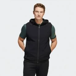 Adidas Statement Full Zip Hooded Golf Vest 11 Adidas Statement Full Zip Hooded Golf Vest -Golf Shirts Sales Adidas AW22 Hoodie Vest HF6566 SWADI314 L Black Model 1