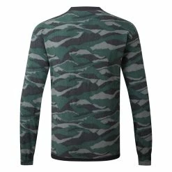 Adidas Texture Print Crew Golf Sweater 10 Adidas Texture Print Crew Golf Sweater -Golf Shirts Sales Adidas AW22 Texture Print Crewneck HF6523 SWADI320 Black Grey Six Shadow Green Back