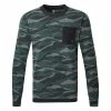 Adidas Texture Print Crew Golf Sweater 2 Adidas Texture Print Crew Golf Sweater -Golf Shirts Sales Adidas AW22 Texture Print Crewneck HF6523 SWADI320 Black Grey Six Shadow Green Front