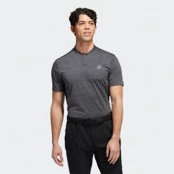 Adidas Texture Stripe Golf Polo Shirt -Golf Shirts Sales Adidas AW22 Texture Stripe Polo Shirt HM7392 SHADI697 Black Grey Model 1