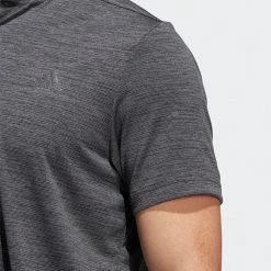 Adidas Texture Stripe Golf Polo Shirt -Golf Shirts Sales Adidas AW22 Texture Stripe Polo Shirt HM7392 SHADI697 Black Grey Model 2