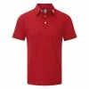 FootJoy Stretch Pique Solid Golf Polo Shirt -Golf Shirts Sales FOOTJOY PERF SS SHIRT ATH RED FRONT