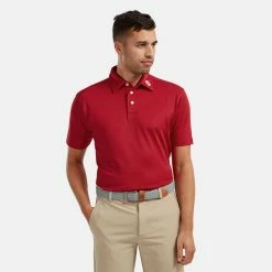 FootJoy Stretch Pique Solid Golf Polo Shirt -Golf Shirts Sales FOOTJOY PERF SS SHIRT ATH RED Model 1