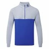 FootJoy Colour Blocked Chill-Out 1/2 Zip Golf Pullover 1 FootJoy Colour Blocked Chill-Out 1/2 Zip Golf Pullover -Golf Shirts Sales FootJoy SS22 Colour Blocked Chill Out 1 2 Zip Golf Sweater Dove Grey Royal 88403 Front