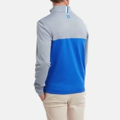 FootJoy Colour Blocked Chill-Out 1/2 Zip Golf Pullover 13 FootJoy Colour Blocked Chill-Out 1/2 Zip Golf Pullover -Golf Shirts Sales FootJoy SS22 Colour Blocked Chill Out 1 2 Zip Golf Sweater Dove Grey Royal 88403 model 3