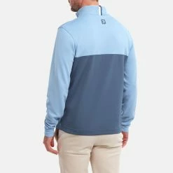 FootJoy Colour Blocked Chill-Out 1/2 Zip Golf Pullover 13 FootJoy Colour Blocked Chill-Out 1/2 Zip Golf Pullover -Golf Shirts Sales FootJoy SS22 Colour Blocked Chill Out 1 2 Zip Golf Sweater Dusk Blue Ink 88402 model 3