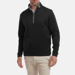 FootJoy Diamond Jacquard Chill-Out 1/4 Zip Golf Pullover 11 FootJoy Diamond Jacquard Chill-Out 1/4 Zip Golf Pullover -Golf Shirts Sales FootJoy SS22 Diamond Jacquard Chill Out 1 4 Zip Golf Sweater Black Grey 88451 model 1