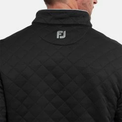 FootJoy Diamond Jacquard Chill-Out 1/4 Zip Golf Pullover 12 FootJoy Diamond Jacquard Chill-Out 1/4 Zip Golf Pullover -Golf Shirts Sales FootJoy SS22 Diamond Jacquard Chill Out 1 4 Zip Golf Sweater Black Grey 88451 model 2