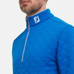 FootJoy Diamond Jacquard Chill-Out 1/4 Zip Golf Pullover 12 FootJoy Diamond Jacquard Chill-Out 1/4 Zip Golf Pullover -Golf Shirts Sales FootJoy SS22 Diamond Jacquard Chill Out 1 4 Zip Golf Sweater Cobalt White 88454 model 2