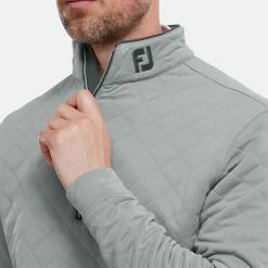 FootJoy Diamond Jacquard Chill-Out 1/4 Zip Golf Pullover 12 FootJoy Diamond Jacquard Chill-Out 1/4 Zip Golf Pullover -Golf Shirts Sales FootJoy SS22 Diamond Jacquard Chill Out 1 4 Zip Golf Sweater Grey Charcoal 88453 model 2