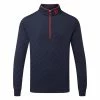 FootJoy Diamond Jacquard Chill-Out 1/4 Zip Golf Pullover 1 FootJoy Diamond Jacquard Chill-Out 1/4 Zip Golf Pullover -Golf Shirts Sales FootJoy SS22 Diamond Jacquard Chill Out 1 4 Zip Golf Sweater Navy Bright Red 88452 Front