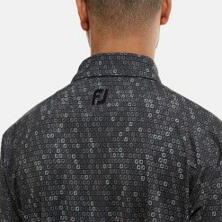 FootJoy Digital Camo FJ Print Lisle Golf Polo Shirt -Golf Shirts Sales FootJoy SS22 Digital Camo FJ Print Lisle Golf Polo Shirt Black 88437 Model 2