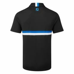 FootJoy Double Chest Band Pique Golf Polo Shirt 10 FootJoy Double Chest Band Pique Golf Polo Shirt -Golf Shirts Sales FootJoy SS22 Double Chest Band Pique Golf Polo Shirt Black Cobalt White 88441 Back