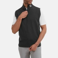 FootJoy Knit Full Zip Golf Vest 11 FootJoy Knit Full Zip Golf Vest -Golf Shirts Sales FootJoy SS22 Knit Full Zip Golf Vest Black 88455 model 1