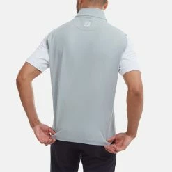 FootJoy Knit Full Zip Golf Vest 13 FootJoy Knit Full Zip Golf Vest -Golf Shirts Sales FootJoy SS22 Knit Full Zip Golf Vest Grey 88457 model 3