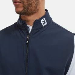 FootJoy Knit Full Zip Golf Vest 12 FootJoy Knit Full Zip Golf Vest -Golf Shirts Sales FootJoy SS22 Knit Full Zip Golf Vest Navy 88456 model 2