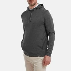 FootJoy Lightweight Golf Hoodie 11 FootJoy Lightweight Golf Hoodie -Golf Shirts Sales FootJoy SS22 Lightweight Golf Hoodie Heather Charcoal 88449 model 1
