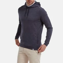 FootJoy Lightweight Golf Hoodie 11 FootJoy Lightweight Golf Hoodie -Golf Shirts Sales FootJoy SS22 Lightweight Golf Hoodie Heather Navy 88448 model 1