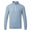 FootJoy Pin Dot Chill-Out Golf Pullover 1 FootJoy Pin Dot Chill-Out Golf Pullover -Golf Shirts Sales FootJoy SS22 Pin Dot Chill Out Sweater 88797 SWFOO157 Denim Bluestone Azure Front