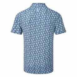 FootJoy Shadow Palm Print Pique Golf Polo Shirt 10 FootJoy Shadow Palm Print Pique Golf Polo Shirt -Golf Shirts Sales FootJoy SS22 Shadow Palm Print Pique Golf Polo Shirt Ink Dusk Blue 88375 Back