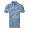 FootJoy Shadow Palm Print Pique Golf Polo Shirt 2 FootJoy Shadow Palm Print Pique Golf Polo Shirt -Golf Shirts Sales FootJoy SS22 Shadow Palm Print Pique Golf Polo Shirt Ink Dusk Blue 88375 Front