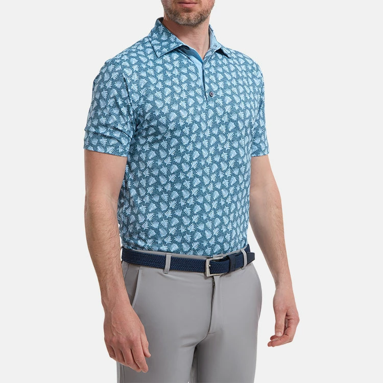 FootJoy Shadow Palm Print Pique Golf Polo Shirt 6 FootJoy Shadow Palm Print Pique Golf Polo Shirt - Image 4