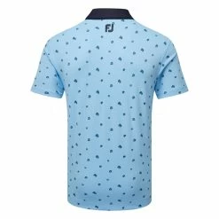 FootJoy Scattered Floral Pique Golf Polo Shirt 7 FootJoy Scattered Floral Pique Golf Polo Shirt -Golf Shirts Sales FootJoy SS23 Scattered Floral Pique Polo Shirt 80042 SHFOO231 S True Blue Navy Back