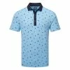 FootJoy Scattered Floral Pique Golf Polo Shirt 2 FootJoy Scattered Floral Pique Golf Polo Shirt -Golf Shirts Sales FootJoy SS23 Scattered Floral Pique Polo Shirt 80042 SHFOO231 S True Blue Navy Front