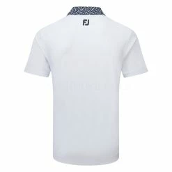 FootJoy Tossed Tulip Trim Pique Golf Polo Shirt -Golf Shirts Sales FootJoy SS23 Tossed Tulip Trim Pique Polo Shirt 80024 SHFOO230 S White Navy Back