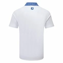FootJoy Tossed Tulip Trim Pique Golf Polo Shirt 7 FootJoy Tossed Tulip Trim Pique Golf Polo Shirt -Golf Shirts Sales FootJoy SS23 Tossed Tulip Trim Pique Polo Shirt 80025 SHFOO235 S White Twilight Back