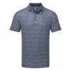 FootJoy Tossed Tulips Lisle Golf Polo Shirt -Golf Shirts Sales FootJoy SS23 Tossed Tulips Lisle Polo Shirt 80020 SHFOO229 S Navy White Front