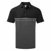 FootJoy Engineered Heather Striped Lisle Golf Polo Shirt -Golf Shirts Sales FootJoy AW21 Engineered Stripe Lisle Polo Shirt 84468 Code SHFOO184 M Black Front