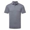FootJoy Heather Self Collar Lisle Golf Polo Shirt -Golf Shirts Sales FootJoy SS23 Heather Self Collar Lisle Polo Shirt 80137 SHFOO245 S Navy Front