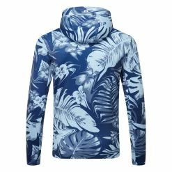 Jlindeberg J.Lindeberg Aerial 1/4 Zip Golf Hoodie 10 Jlindeberg J.Lindeberg Aerial 1/4 Zip Golf Hoodie -Golf Shirts Sales J.Lindeberg AW22 Aerial Print Quarter Hood GMJS07798 0470 SWLIN086 Hibiscus BlueWhite Back