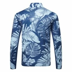 Jlindeberg J.Lindeberg Emanuel Print 1/4 Zip Golf Sweater -Golf Shirts Sales J.Lindeberg AW22 Emanuel Print Mid Layer GMJS07417 0470 SWLIN088 Hibiscus BlueNavy PeonyWhite Back
