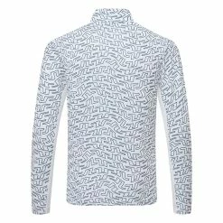 Jlindeberg J.Lindeberg Luke Print 1/2 Zip Golf Sweater -Golf Shirts Sales J.Lindeberg SS23 Luke Print Half Zip Mid Layer AMJS08260 A035 SWLIN107 White Outline Bridge Swirl Back