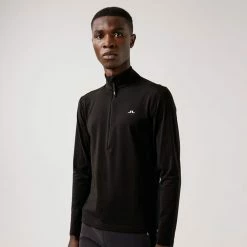 Jlindeberg J.Lindeberg Luke 1/2 Zip Golf Sweater -Golf Shirts Sales J.Lindeberg AW21 Luke 1 2 Zip Sweater SMJSO4437 Code SWLIN021 L Black White Model 1