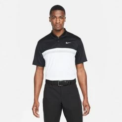 Nike Dry Victory Colourblock Golf Polo Shirt 11 Nike Dry Victory Colourblock Golf Polo Shirt -Golf Shirts Sales Nike SS22 Dry Victory Colourblock Golf Polo Shirt DH0845 010 M Black White Smoke Grey model 1