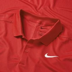 Nike Dry Victory Solid Golf Polo Shirt -Golf Shirts Sales Nike SS22 Dry Victory Solid Golf Polo Shirt DH0822 657 M University Red White Detail