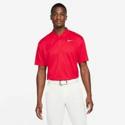 Nike Dry Victory Solid Golf Polo Shirt -Golf Shirts Sales Nike SS22 Dry Victory Solid Golf Polo Shirt DH0822 657 M University Red White Model 1