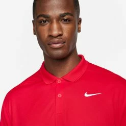 Nike Dry Victory Solid Golf Polo Shirt -Golf Shirts Sales Nike SS22 Dry Victory Solid Golf Polo Shirt DH0822 657 M University Red White Model 2