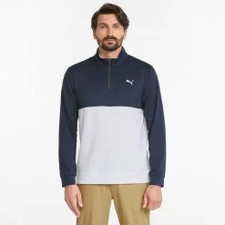 Puma Gamer Colour Block 1/4 Zip Golf Popover 11 Puma Gamer Colour Block 1/4 Zip Golf Popover -Golf Shirts Sales PUMA SS22 Gamer Colorblock 1 4 Zip Sweater Code 532985 02 SWPUM236 M Navy Blazer Bright White Model 1