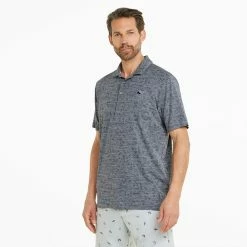 Puma AP Cloudspun King Golf Polo Shirt -Golf Shirts Sales Puma SS22 AP King Cloudspun Polo Shirt 535505 01 Code SHPUM631 L Navy Blazer Heathe Model 1