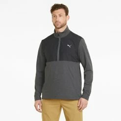 Puma Cloudspun WRMLBL Golf Popover -Golf Shirts Sales Puma SS22 Cloudspun WRMLBL Golf Popover Puma Black 537066 01 SWPUM269 Model 1