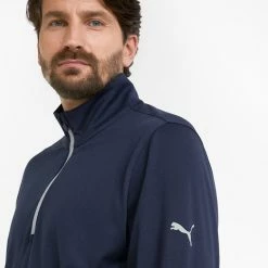Puma Gamer 1/4 Zip Golf Popover -Golf Shirts Sales Puma SS22 Gamer 1 4 Zip Sweater 599127 03 Code SWPUM231 M Navy Blazer model 2