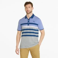 Puma MATTR One Way Golf Polo Shirt 11 Puma MATTR One Way Golf Polo Shirt -Golf Shirts Sales Puma SS22 Mattr One Way Polo 599115 25 SHPUM650 Lavendar Pop Blazing Blue Model 1