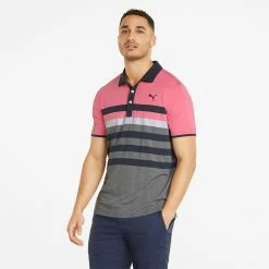 Puma MATTR One Way Golf Polo Shirt 11 Puma MATTR One Way Golf Polo Shirt -Golf Shirts Sales Puma SS22 Mattr One Way Polo 599115 26 SHPUM651 Sunset Pink Navy Blazer Model 1